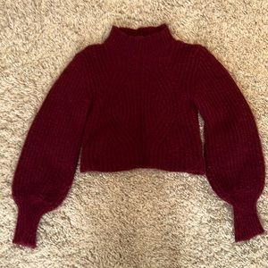 Twins cropped balloon sleeve turtleneck